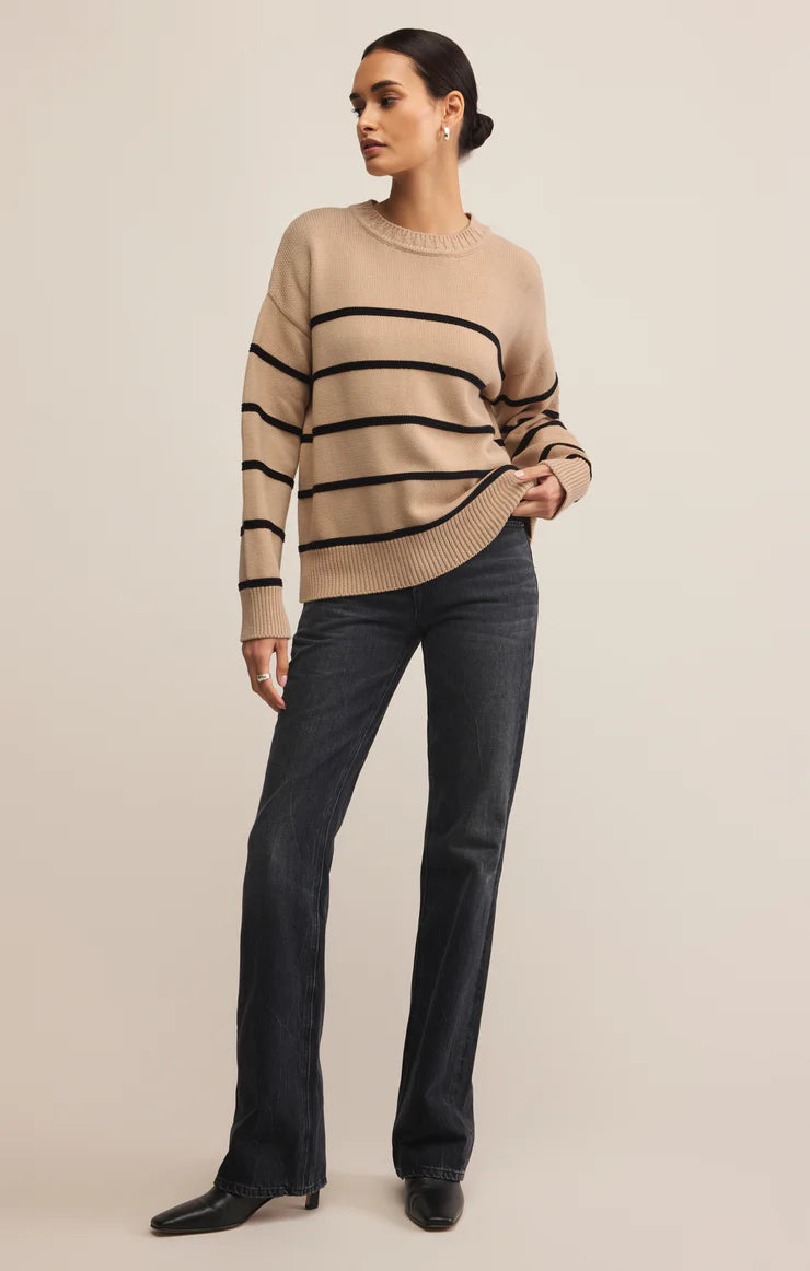 Boyfriend Striped Sweater Biscuit