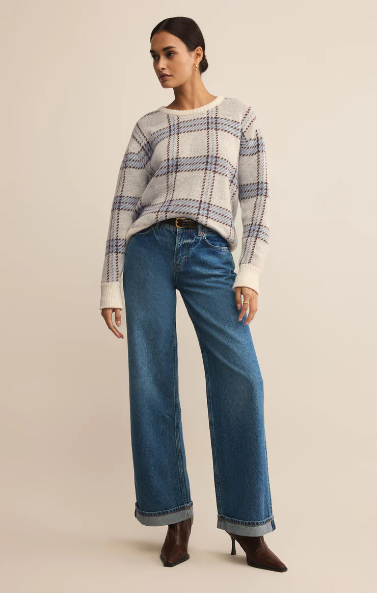 Sale Junction Plaid Sweater Natural
