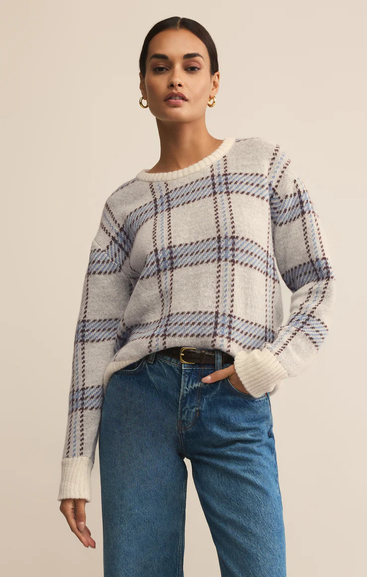 Sale Junction Plaid Sweater Natural
