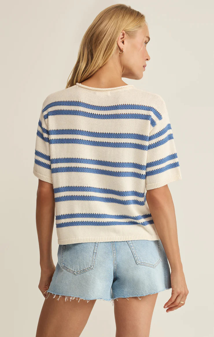 Prado Stripe Sweater Tee Lake Blue