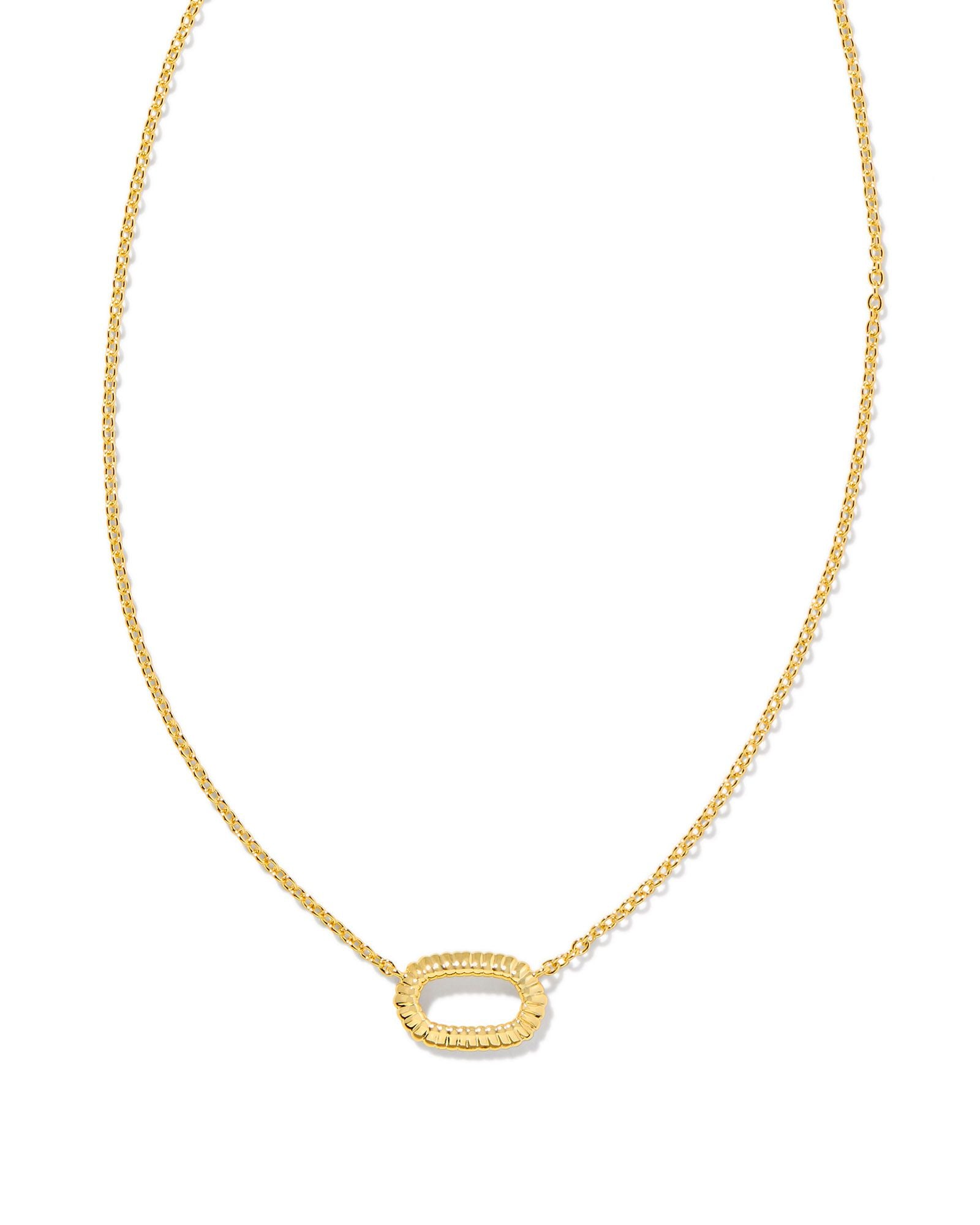 Elisa Ridge Open Framed Pendant Necklace Gold