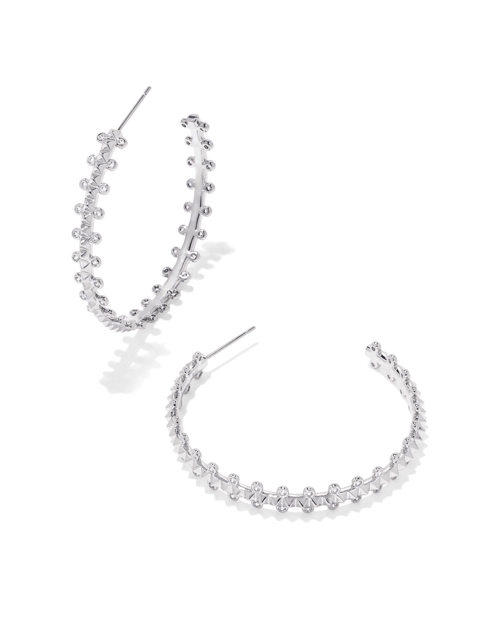 Jada Hoop Earrings Silver White Crystal