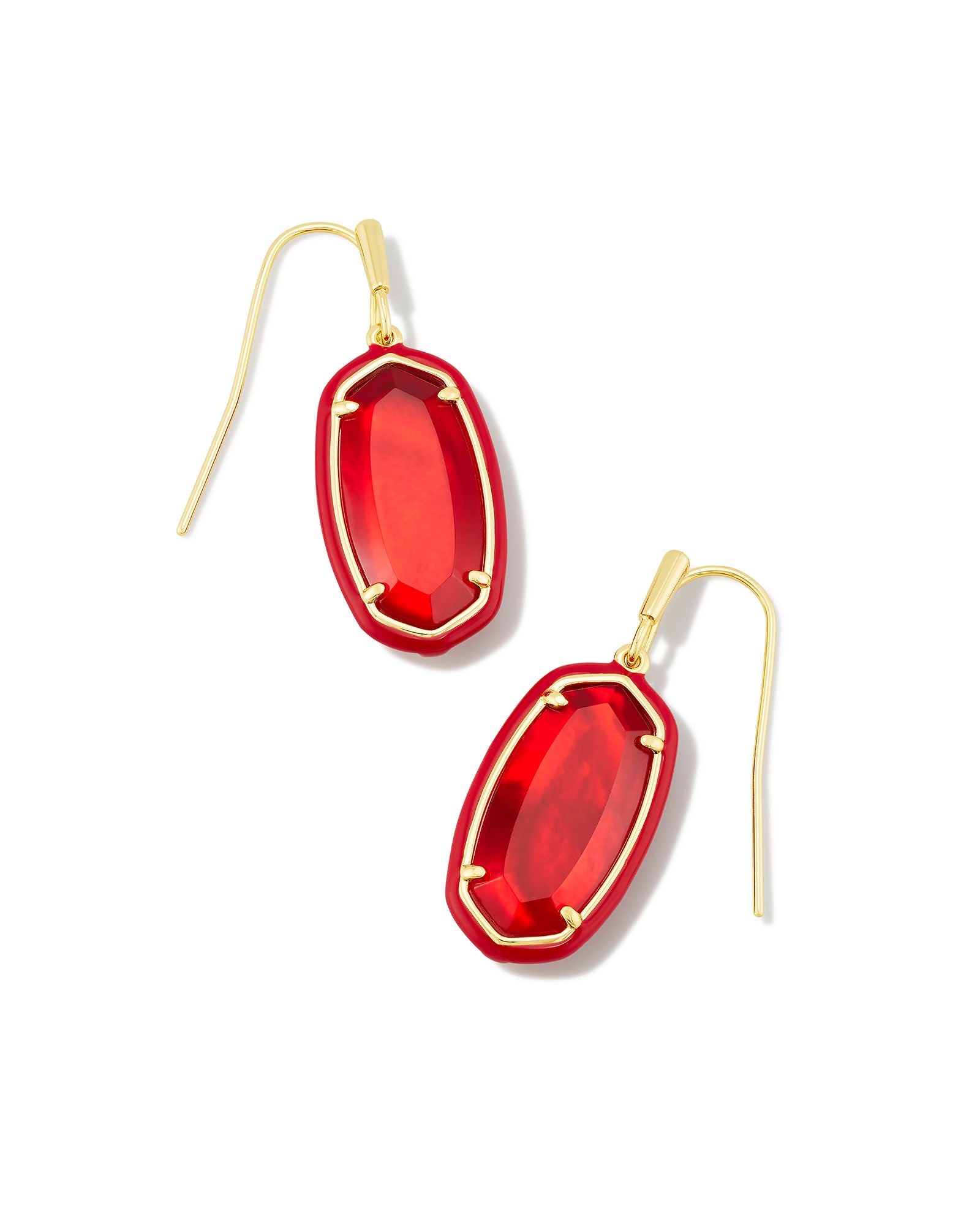 Dani Enamel Framed Drop Earrings Red Illusion