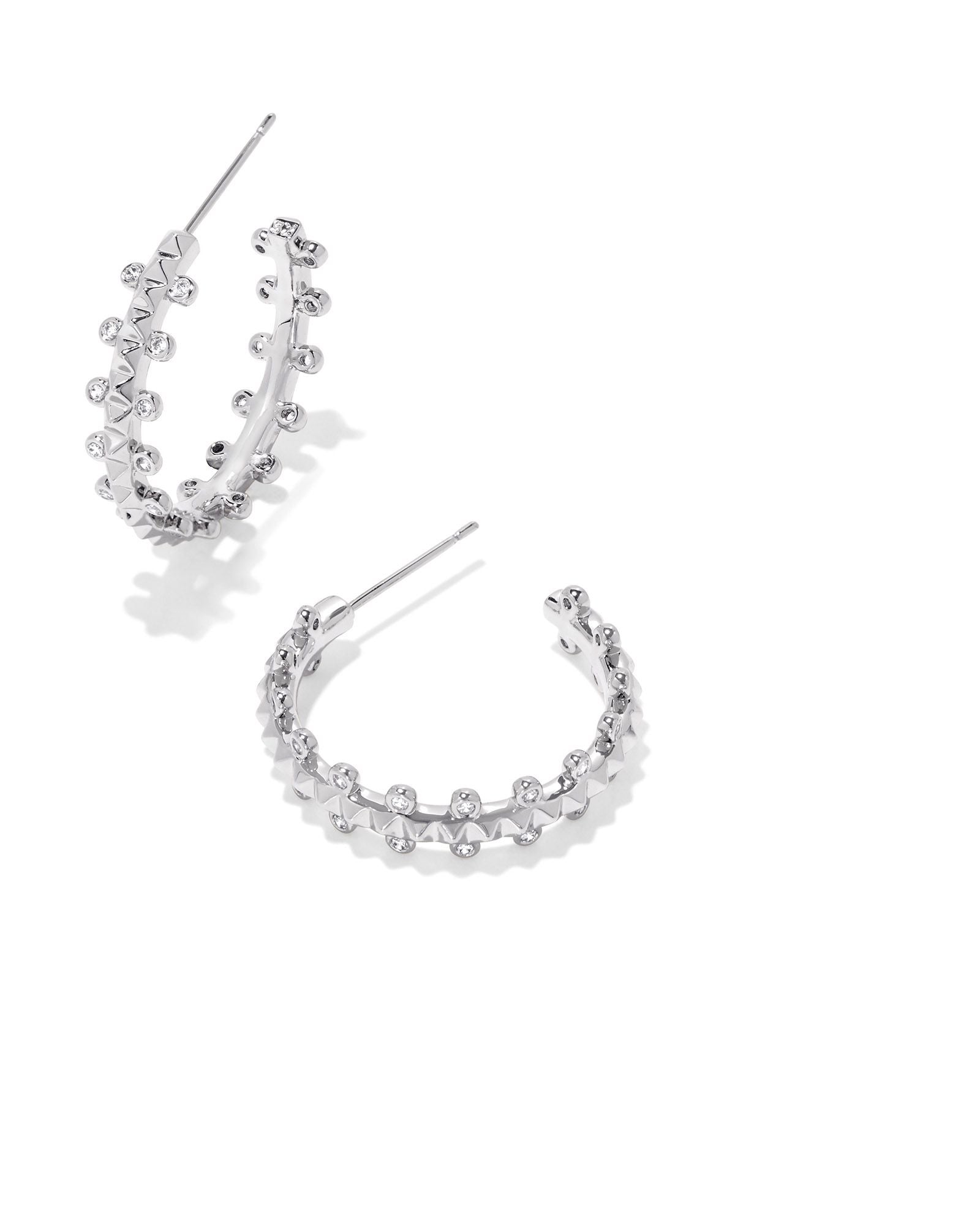 Jada Small Hoop Earrings Silver White Crystal