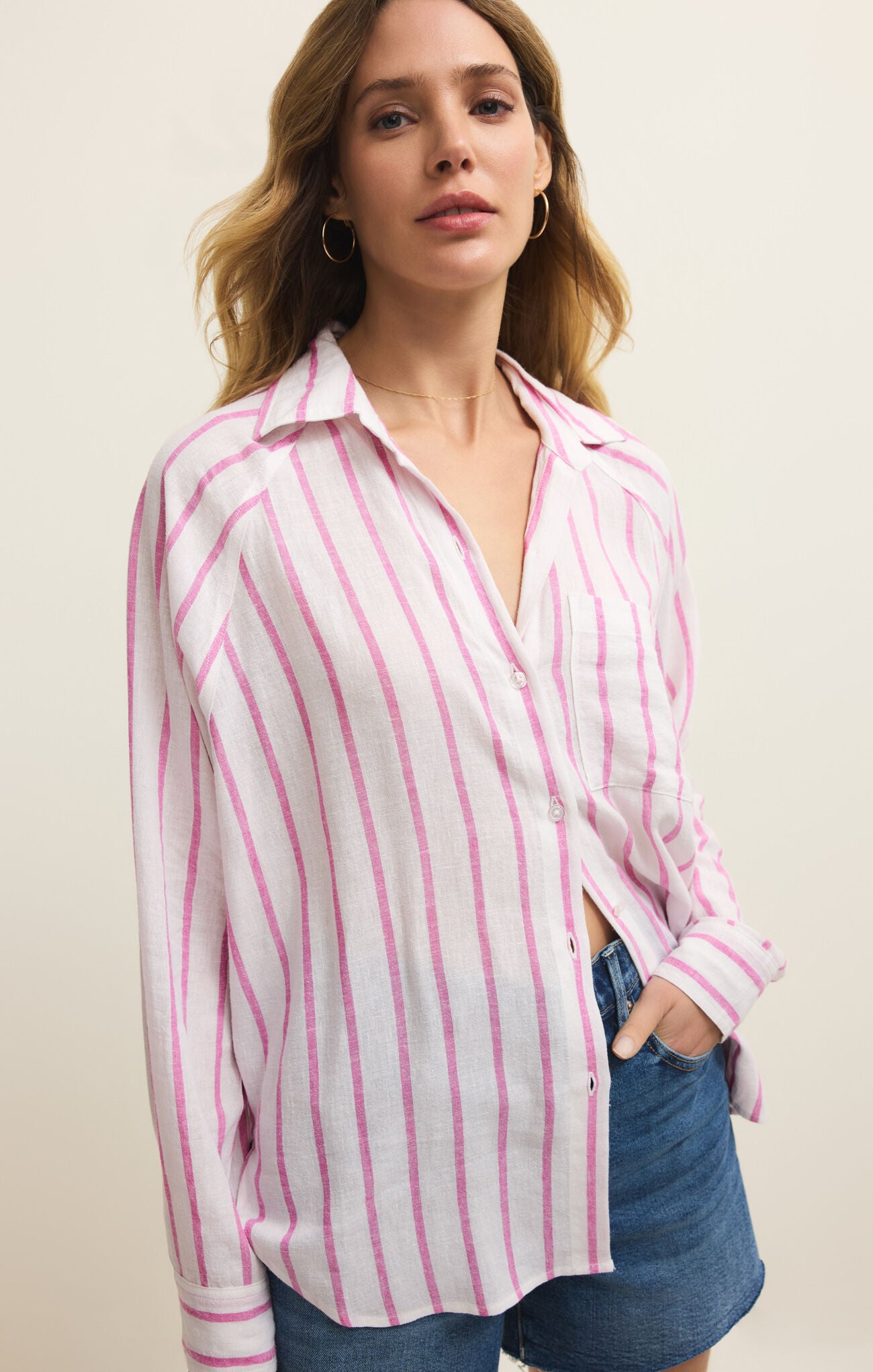 The Perfect Linen Top Spanish Rose