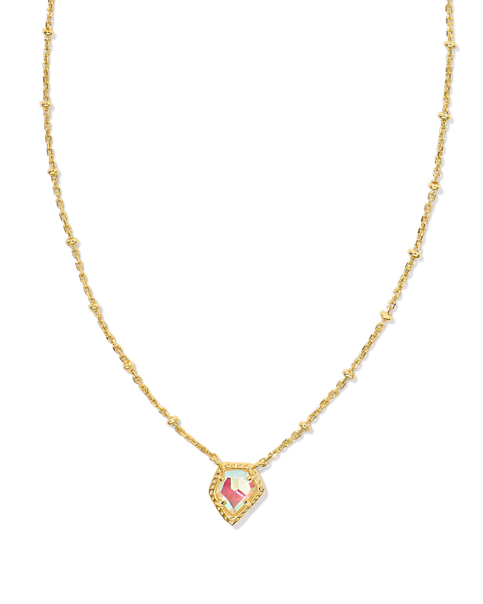 Framed Tessa Satellite Pendant Necklace Gold Dichroic Glass
