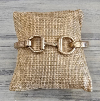 All That Glitz Jewelry - Bracelets Hammered Bit Hinged Bracelet Gold