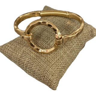 All That Glitz Jewelry - Bracelets Hammered Circle Hinged Bracelet Gold