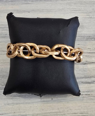 All That Glitz Jewelry - Bracelets Hammered Open Cross Stretch Bracelet Two-Tone