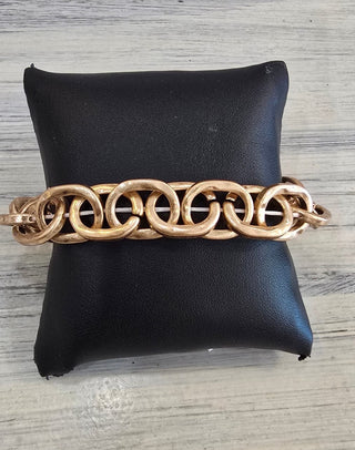 All That Glitz Jewelry - Bracelets Hammered Open Heart Stretch Bracelet Two-Tone