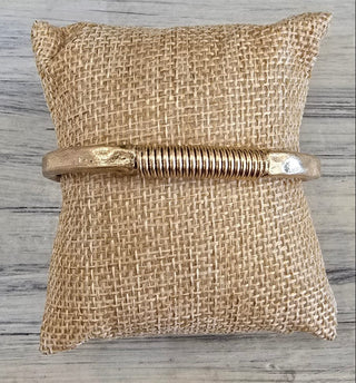 All That Glitz Jewelry - Bracelets Hammered Texas Hinged Bracelet Gold