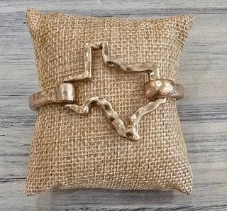 All That Glitz Jewelry - Bracelets Hammered Texas Hinged Bracelet Gold