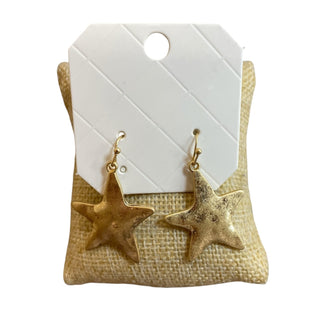 Gold Hammered Star Dangle Earring