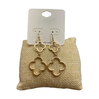 Earrings Two Clover Matt Gold Dangle Earrings