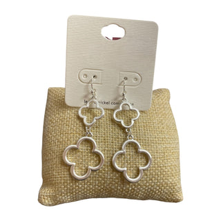 Earrings Two Clover Matt Silver Dangle Earrings