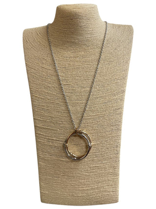 All That Glitz Jewelry - Necklaces Double Circle Two-Tone Long Necklace