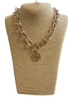 All That Glitz Jewelry - Necklaces Hammered Gold Link Necklace w/Coin Toggle