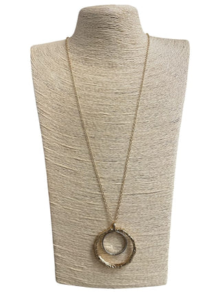 All That Glitz Jewelry - Necklaces Long Double Circle Two-Tone Necklace