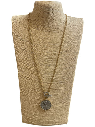 All That Glitz Jewelry - Necklaces Two Tone Coin Long Necklace