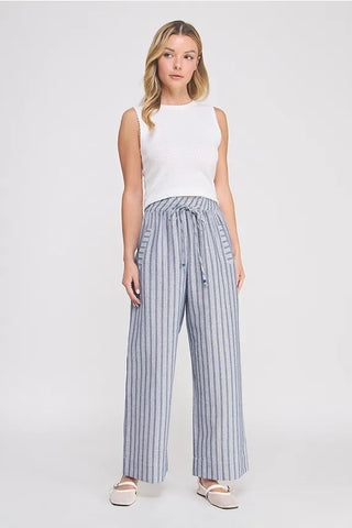 Allie Rose Bottoms - Pants Sm Striped Woven Smocked Waist Wide Leg Pant