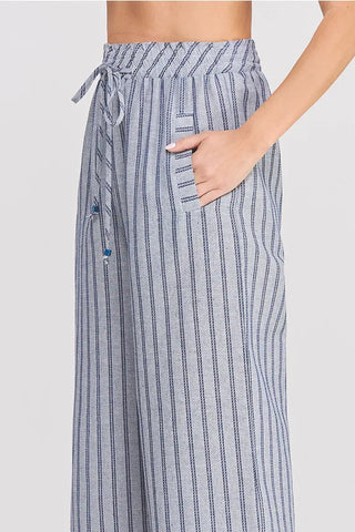 Allie Rose Bottoms - Pants Striped Woven Smocked Waist Wide Leg Pant