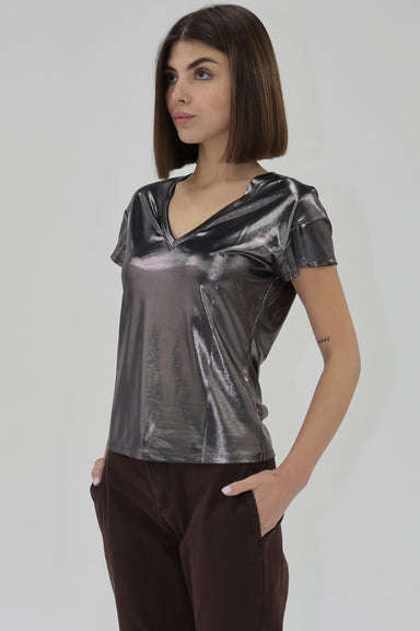 Another Love Tops - T-Shirts Sale Lumi Short Sleeve Metallic Top