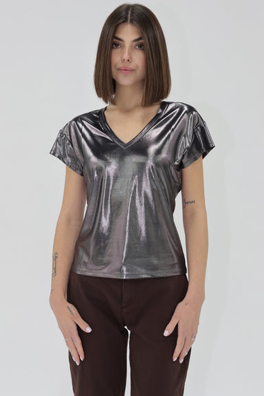 Another Love Tops - T-Shirts Xsm Sale Lumi Short Sleeve Metallic Top