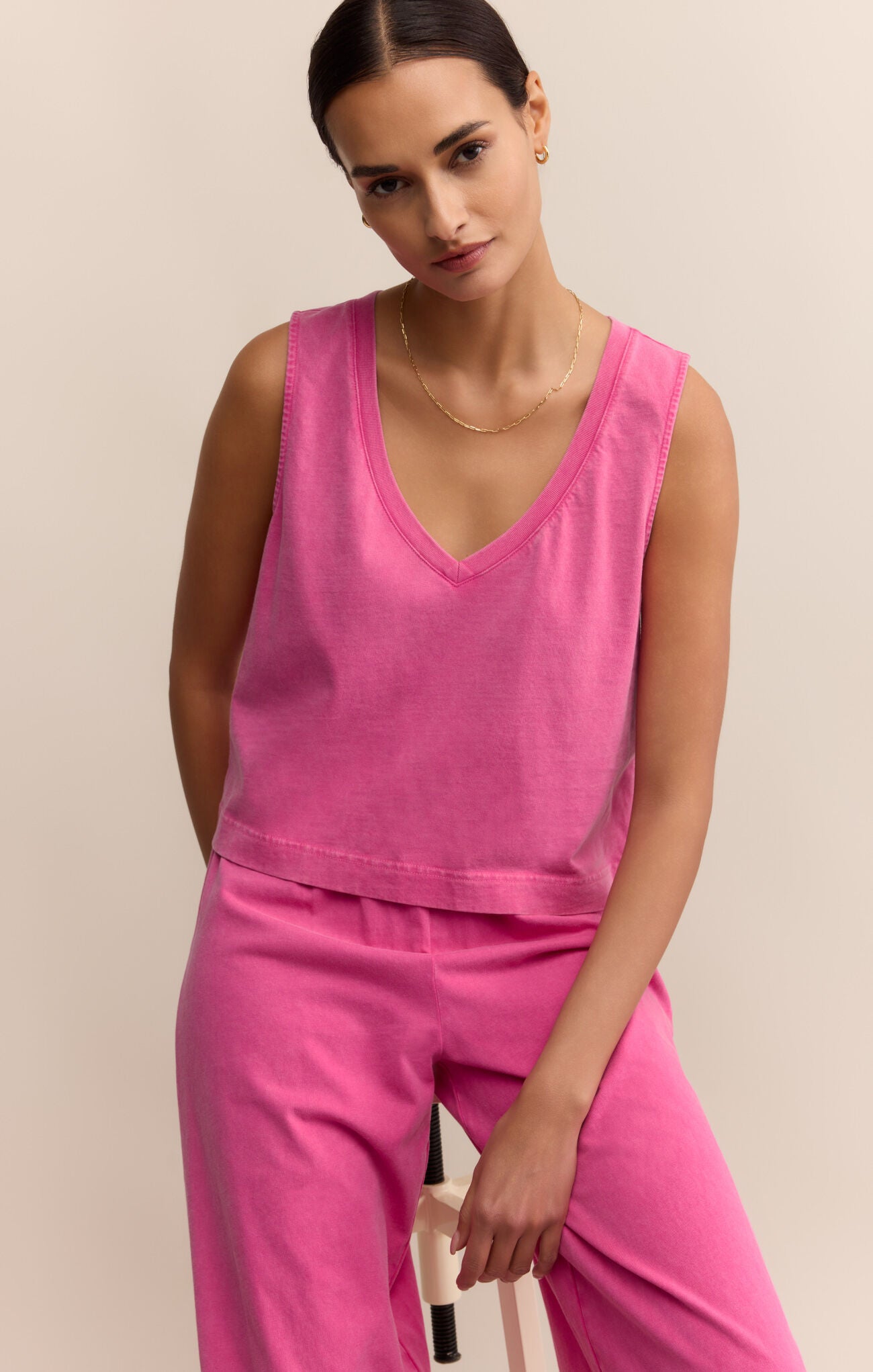 Final Sale Sloane V-neck Tank Top Island Pink