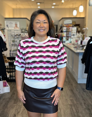 b.young Tops - Sweaters Striped Short Sleeve Sweater