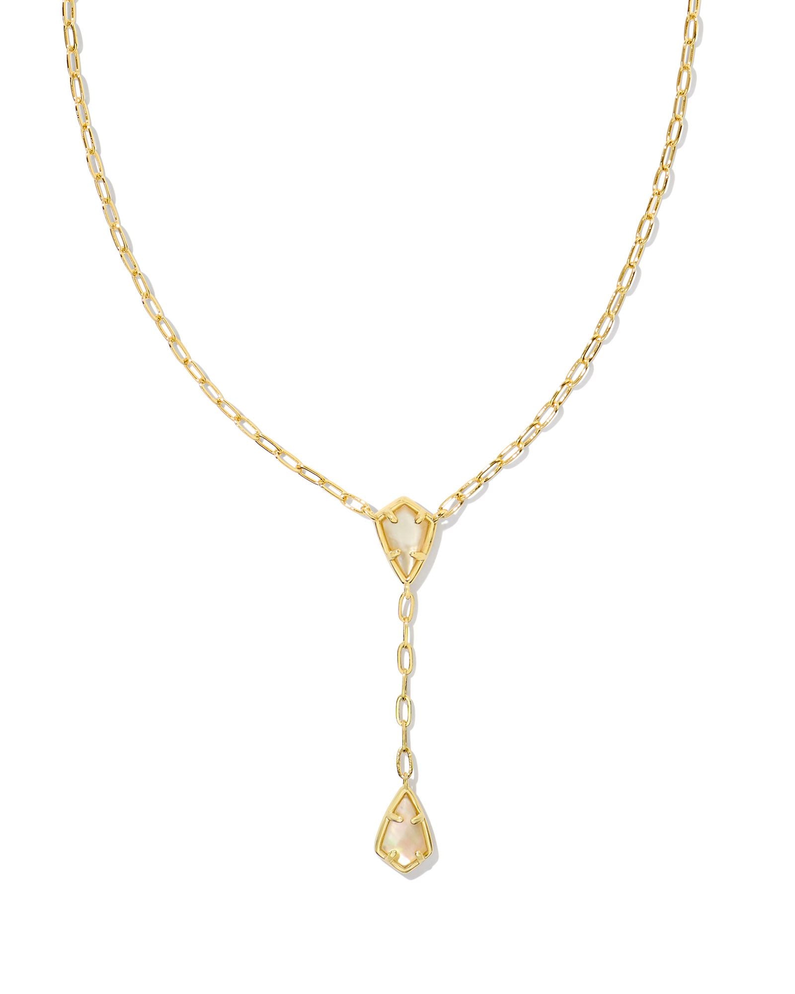 Camry Y Necklace Gold Golden Abalone