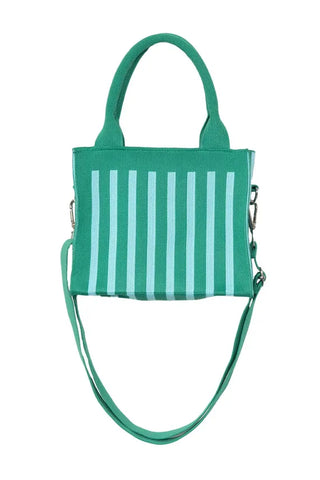 Katydid Accessories - Handbags Green Striped Structured Mini Tote Purse