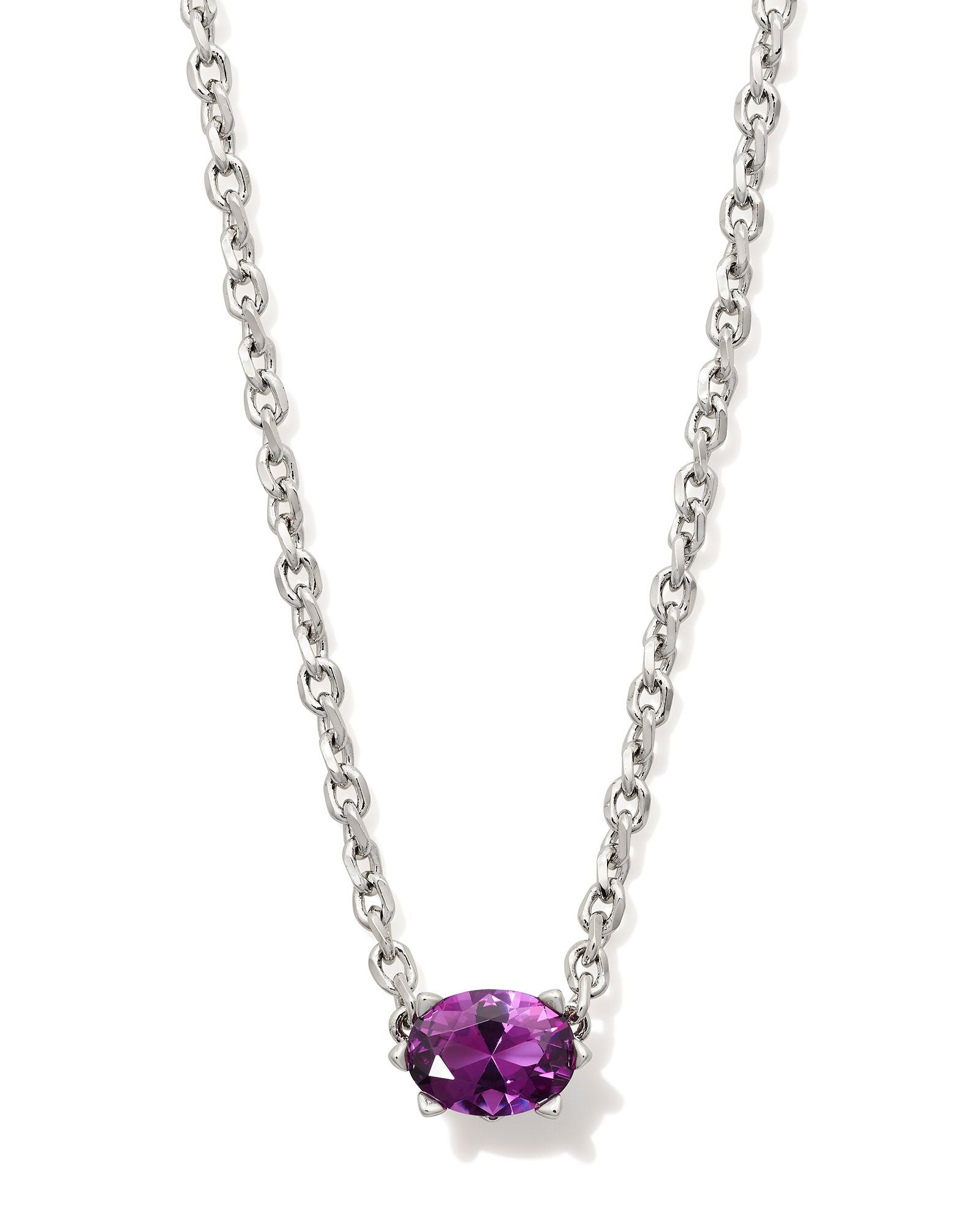 Cailin Purple Crystal Pendant Necklace Silver
