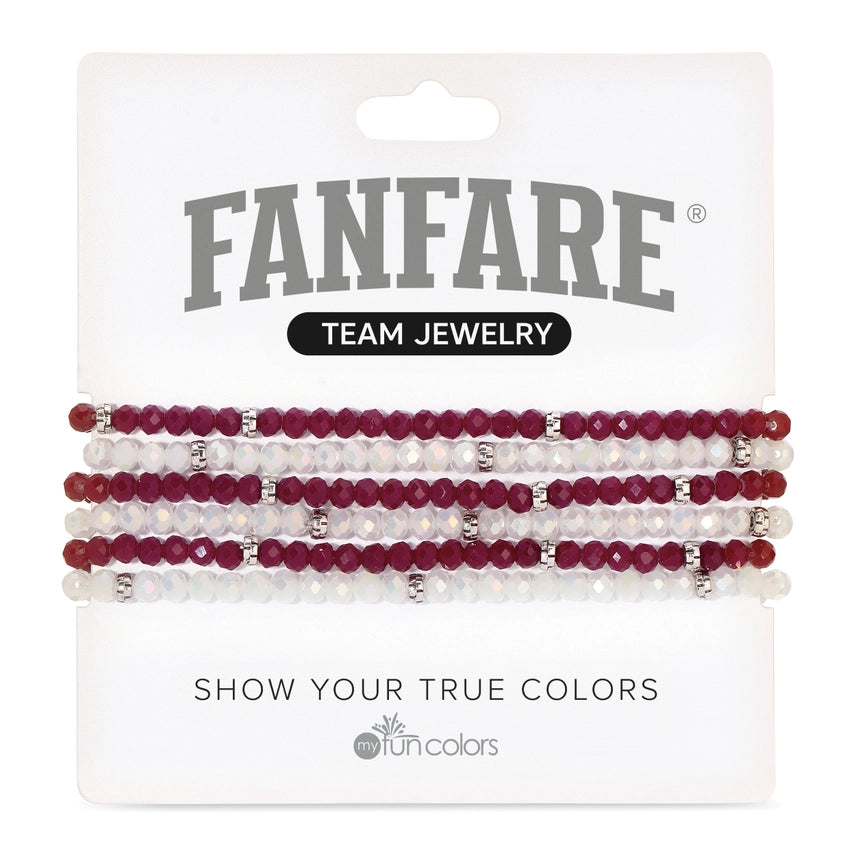 Fanfare Stretch Bracelet Maroon/White