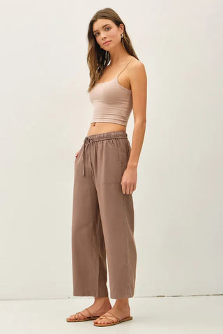 be cool Bottoms - Pants Tencel Wide Leg Cropped Pant Cocoa