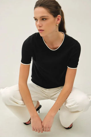 be cool Tops - Sweaters Faux Layered Ultra Soft Sweater Black