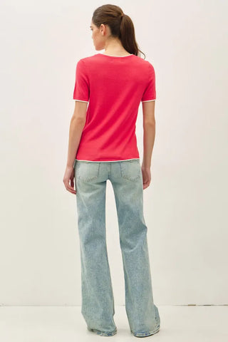 be cool Tops - Sweaters Faux Layered Ultra Soft Sweater Rose Red