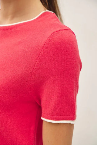 be cool Tops - Sweaters Faux Layered Ultra Soft Sweater Rose Red