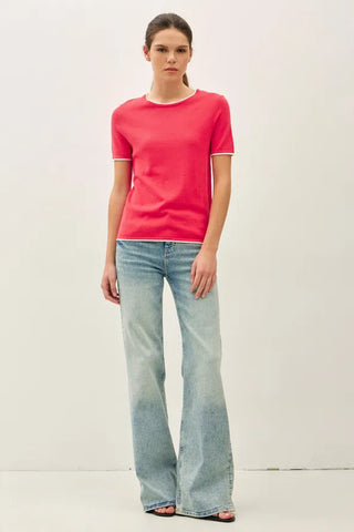 be cool Tops - Sweaters Sm Faux Layered Ultra Soft Sweater Rose Red
