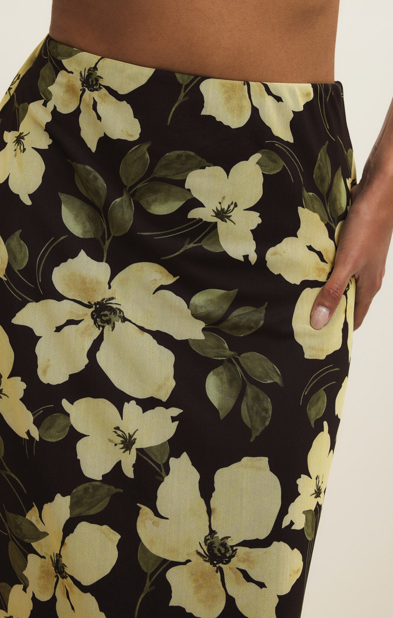 Eda Ren Floral Mesh Midi Skirt Sunnyside