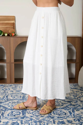 Blu Pepper Bottoms - Skirts Textured Front Button Detail Midi Skirt