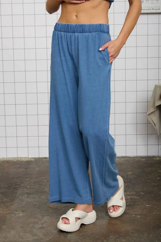 Blu Pepper Loungewear- Sleepwear - Bottoms Sm Elastic Waist Wide Leg Knit Lounge Pants