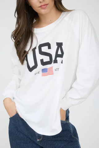 Blu Pepper Tops - Pullover USA Graphic Ragland Long Sleeve Knit Top