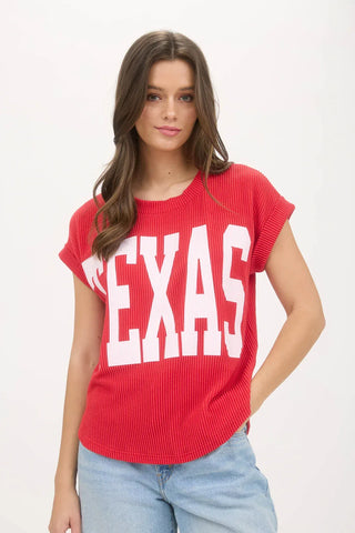 Blu Pepper Tops - Sweaters Sm Texas Short Sleeve Knit Top Red