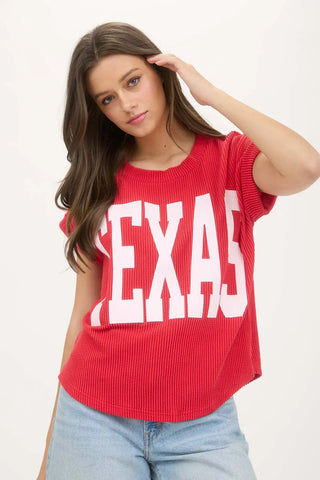 Blu Pepper Tops - Sweaters Texas Short Sleeve Knit Top Red