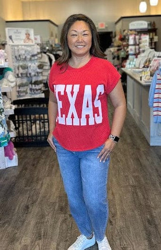 Blu Pepper Tops - Sweaters Texas Short Sleeve Knit Top Red