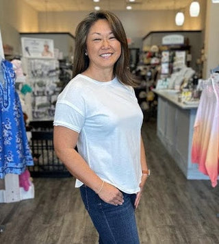 Blu Pepper Tops - T-Shirts Short Sleeve Exposed Seam Detail Top