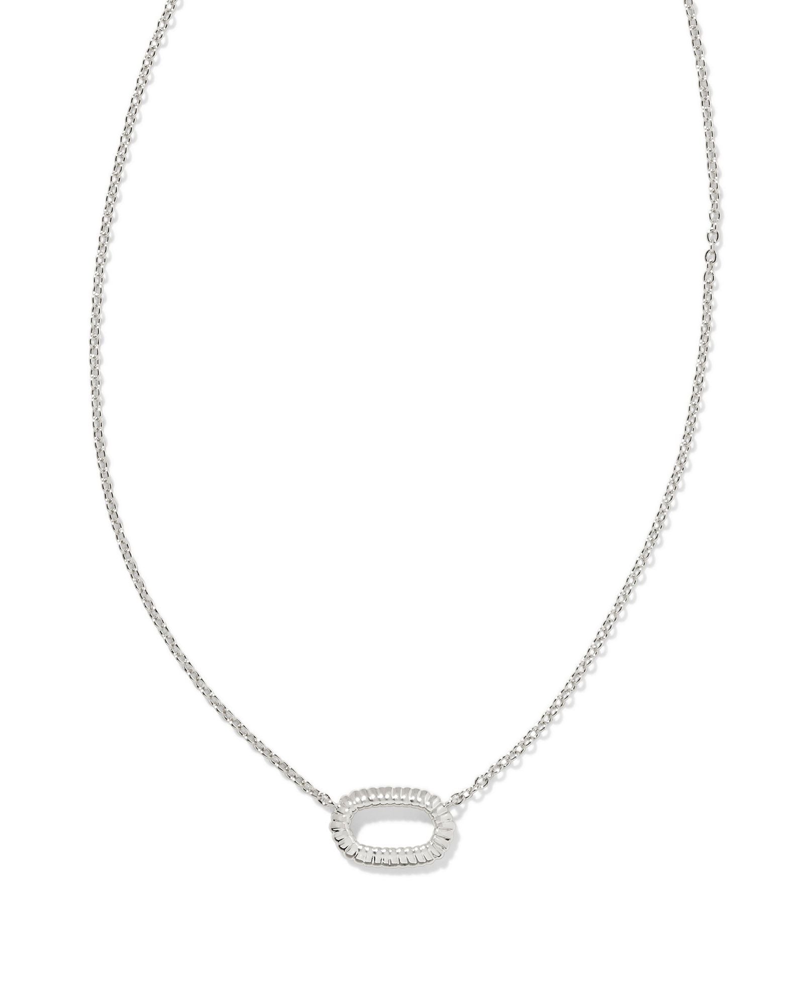 Elisa Ridge Open Framed Pendant Necklace Silver