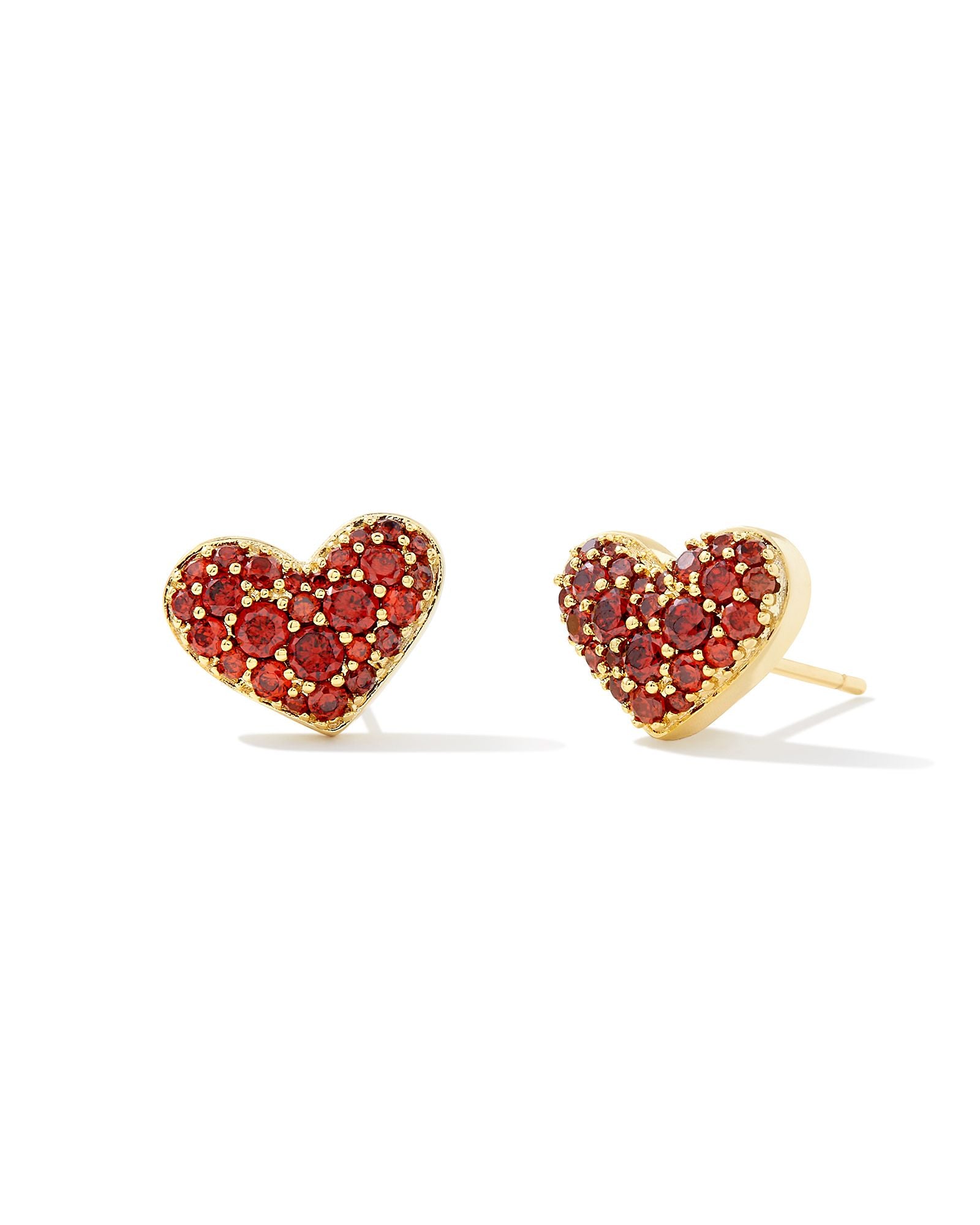 Ari Gold Pave Crystal Heart Earrings Red