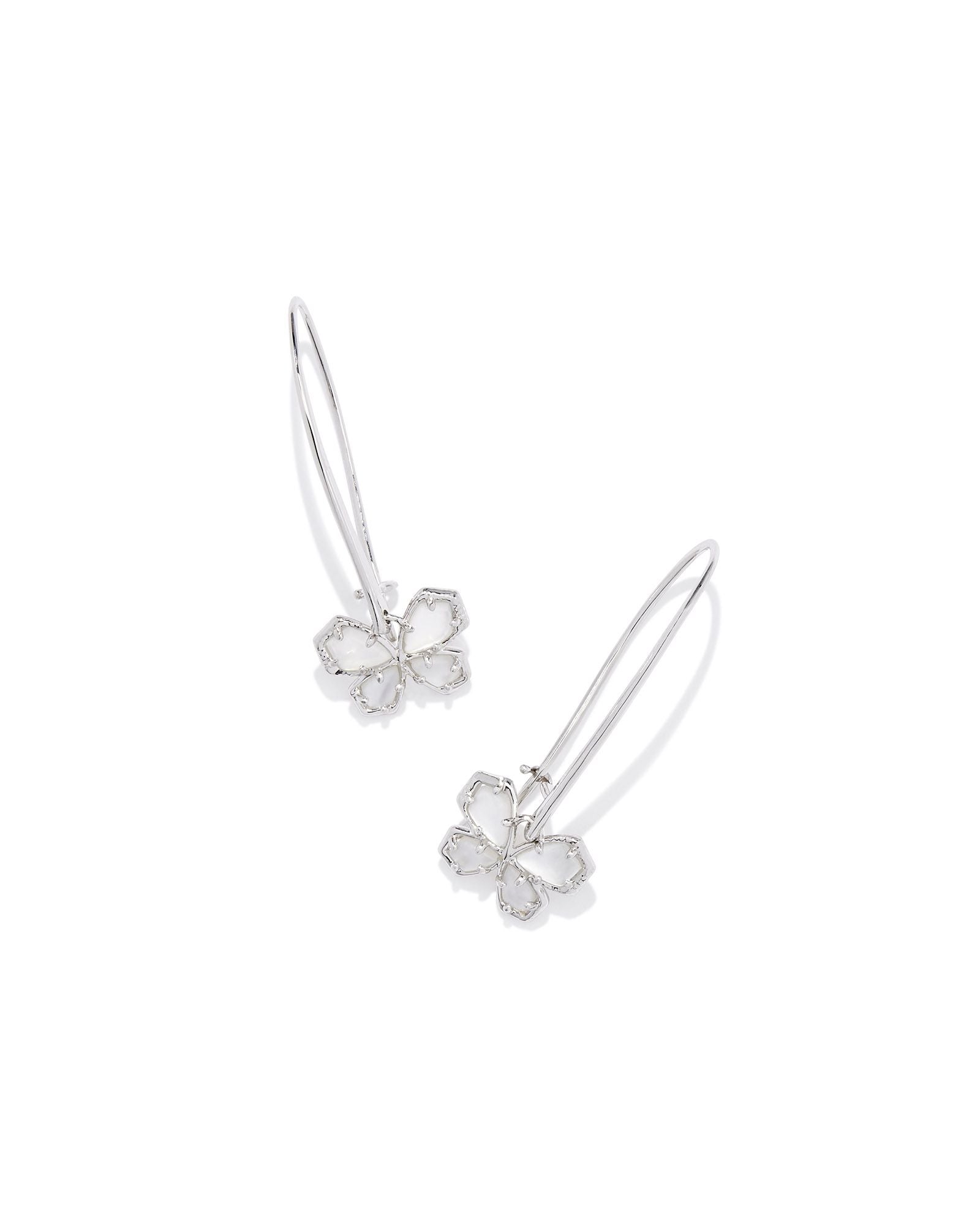 Mae Butterfly Wire Drop Earrings Silver Ivory MOP