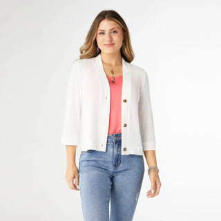 Coco+Carmen Tops - Outerwear - Cardigans Anice 3/4 Sleeve Button Down Cardigan White